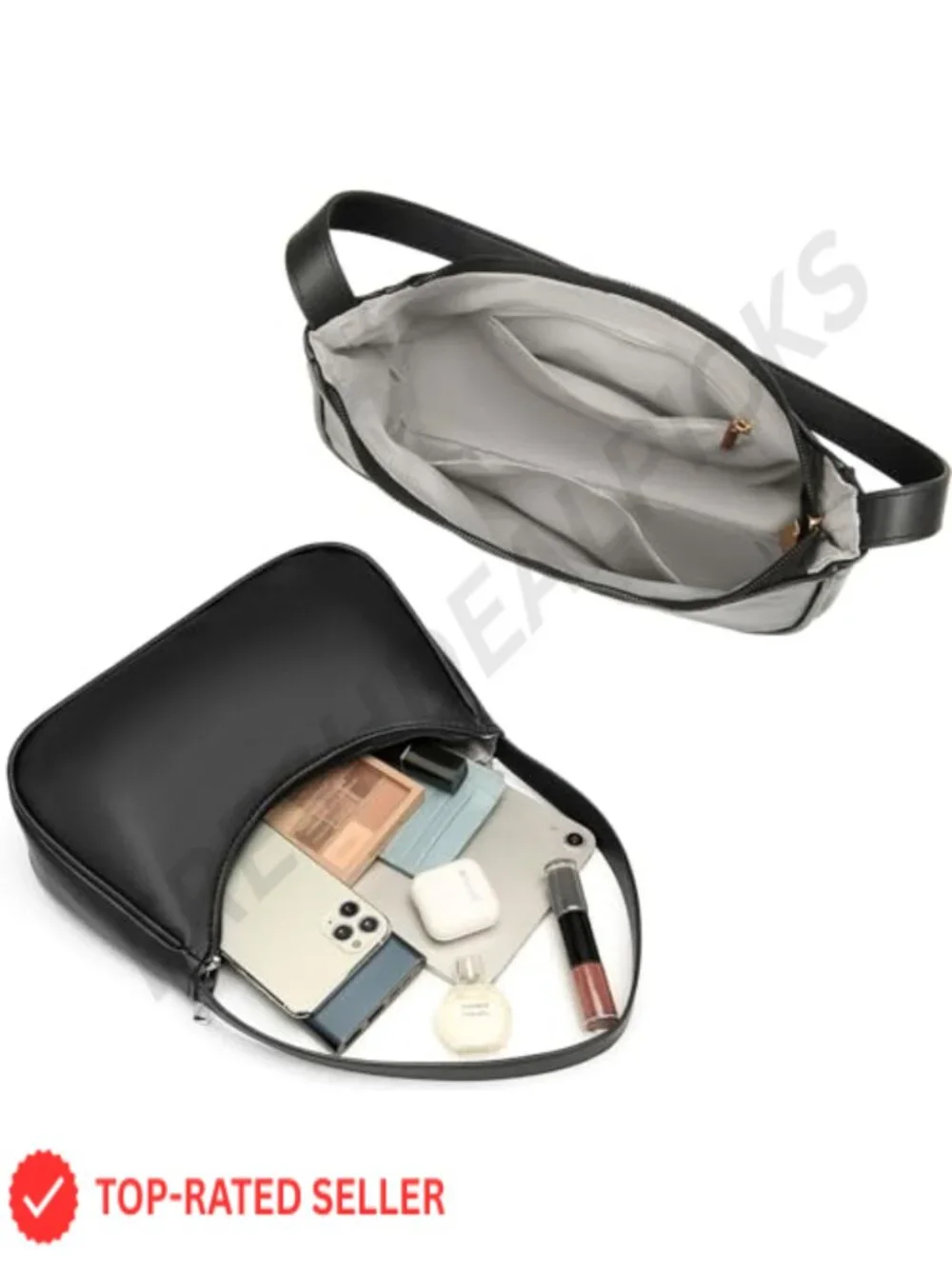 Vegan Leather Hobo Shoulder Bag with Zipper Closure Women's Retro Sling Tote